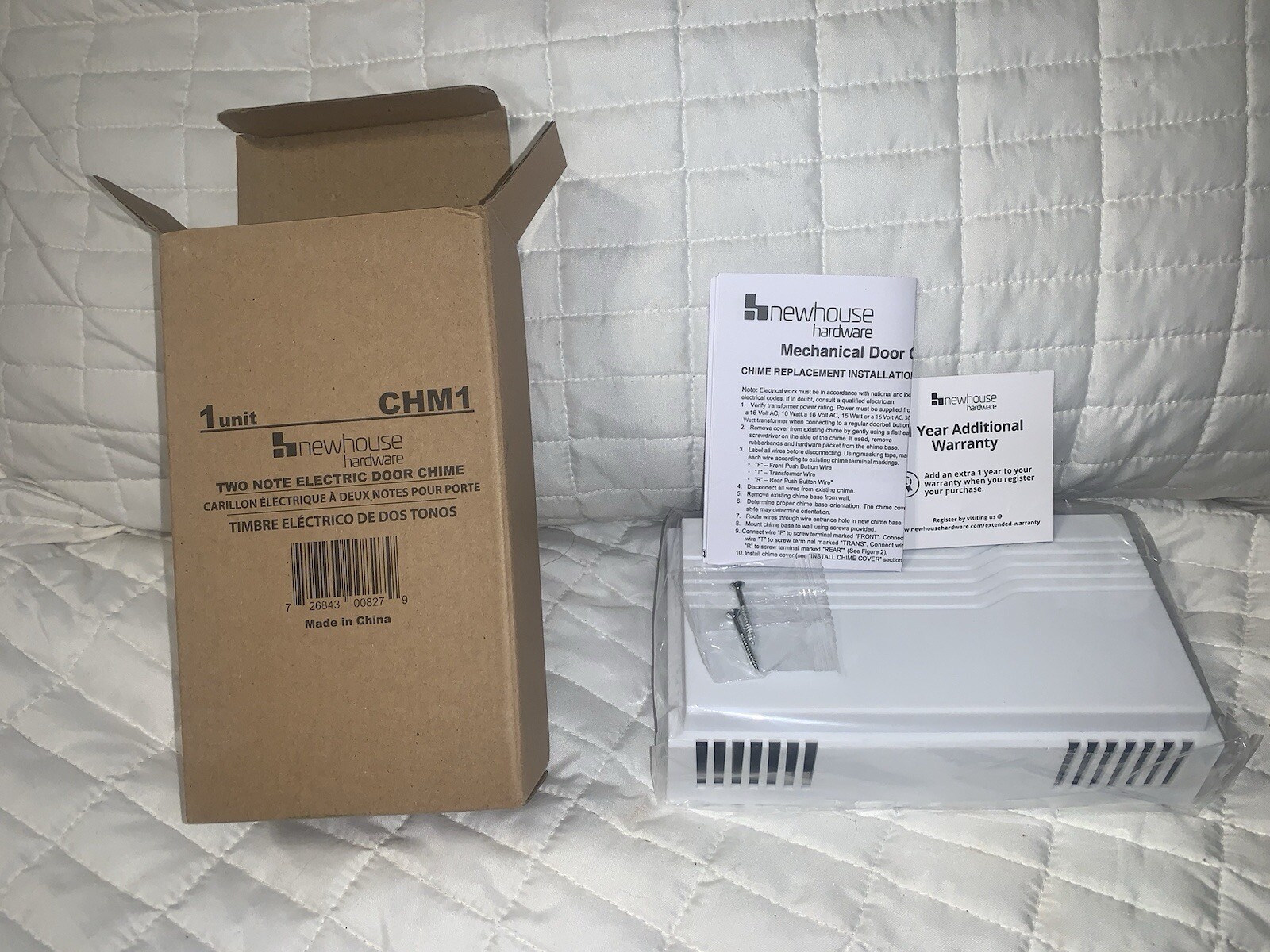 Newhouse Hardware CHM1 Door Bell Chime, White