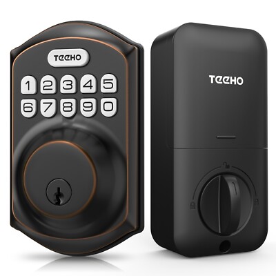 Teeho TE001 Keyless Entry Door Lock Keypad Weatherproof Deadbolt Oil Rubbed Brnz