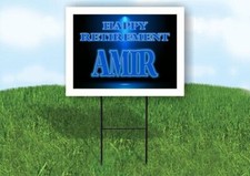 AMIR RETIREMENT BLUE 18 in x 24 in Yard Sign Road Sign with Stand