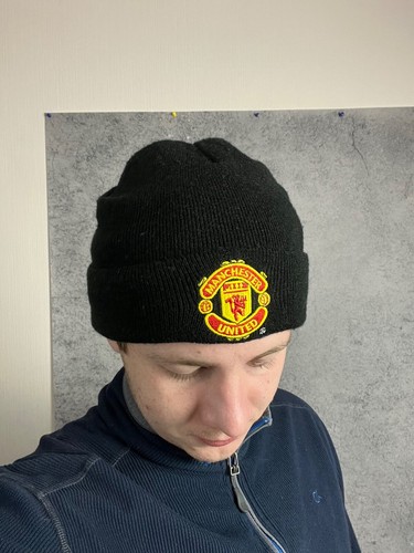 Gorro Manchester United FC para hombre talla única negro bordado logotipo tejido - Imagen 3 de 12