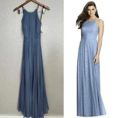 Nordstrom Dessy Collection Blue Shimmer Maxi Dress Gown | eBay