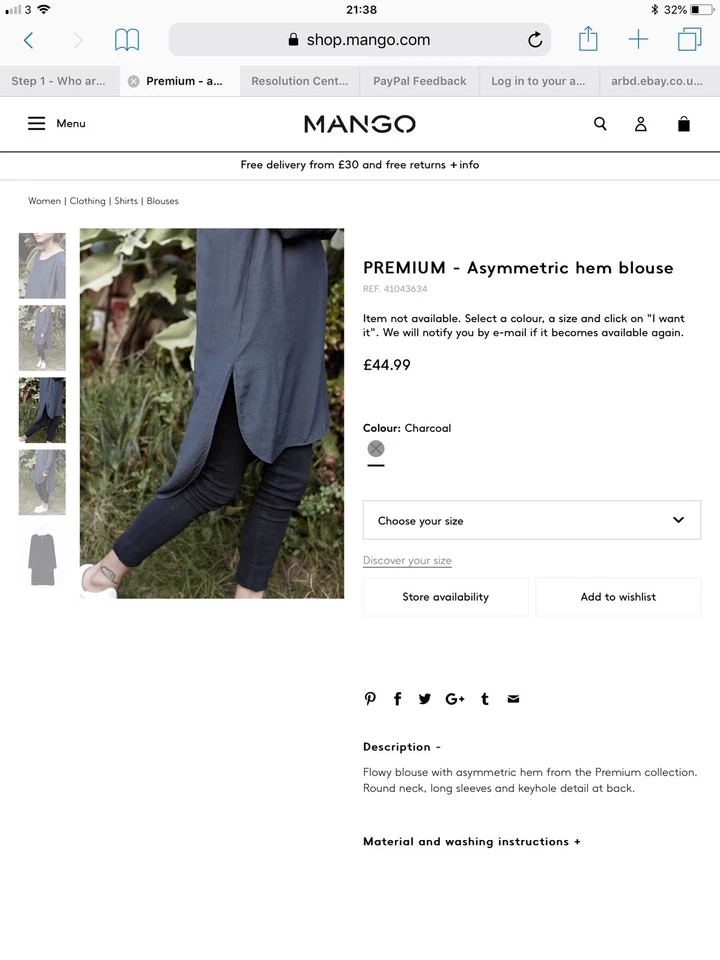 Women Mango Long Blouse In Size Small Rrp£44.99 - Image 3 of 4