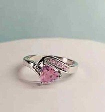 2Ct Trillion Cut Lab-Created Pink Sapphire Wedding Ring 14K White Gold Plated