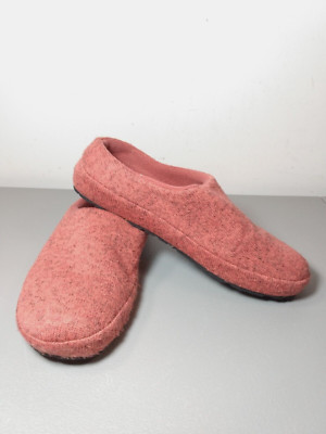 LL Bean Shoes Womens 7 Red Sweater Fleece Cozy Comfort Slipper Scuff 504789