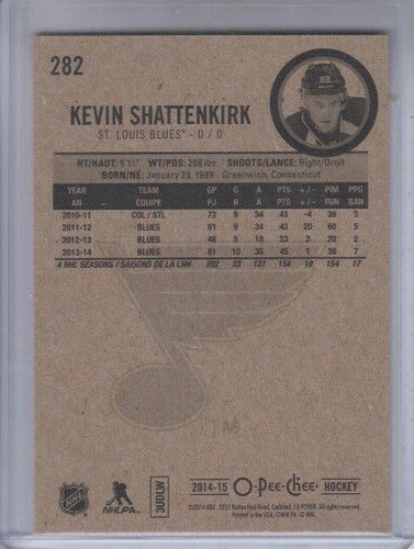 14/15 OPC St. Louis Blues Kevin Shattenkirk Red Redemption card #282 - Picture 2 of 2