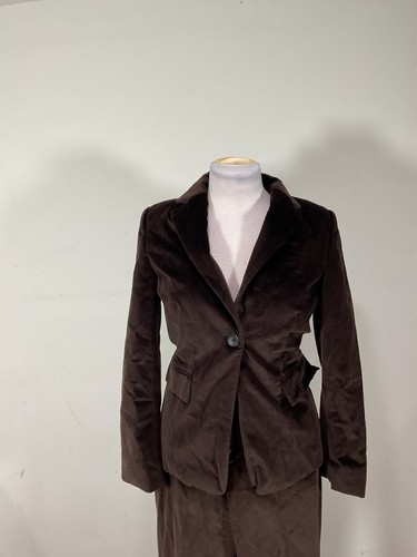 Banana Republic W9mejs Brown velvet Jacket Pant Suit Set Size 4 - Picture 3 of 9