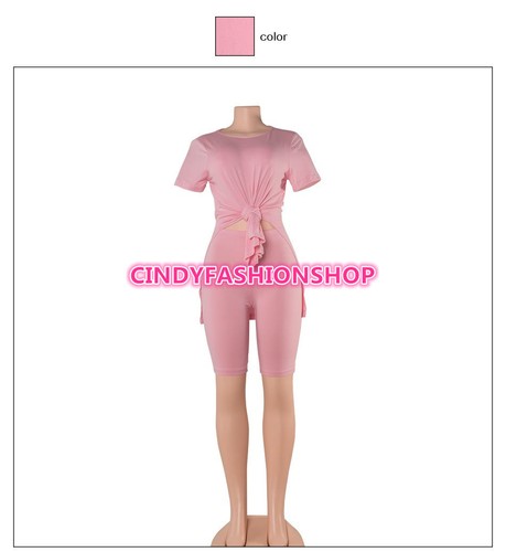 NEW Women Girl  2pc Set Matching Sets T-Shirt +Shorts Summer Outfit #K - Bild 5 von 15