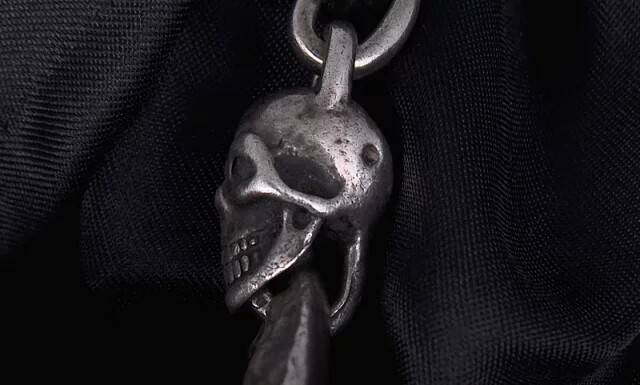 Early Gaboratory Pendant with Skull + Handmade Cross Silver Tag | eBay