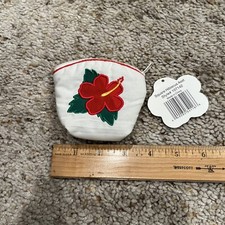 HILO HATTIE COIN PURSE POUCH / Zippered / 4  X 3  X 1  / Hibiscus