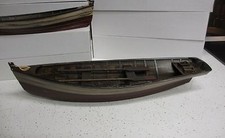 Rustic red white blue 19.5" Wood ROW BOAT Skif Dory CANOE model rowboat skiff