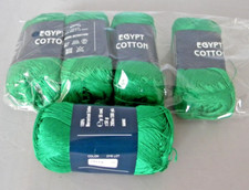5 Skeins Feza Egypt 100% Mercerized Cotton Laceweight Yarn Green