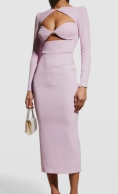 open lace back dress Long Sleeve Cowl Drape Dress in Satin Crepe 14 / Grape