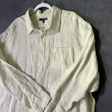 Murano Linen Shirt Mens 2X  Lime Green Long Sleeve Button Down Pocket
