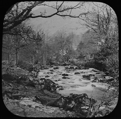 RIVER ROTHAY AT RYDAL C1887 ANTIQUE Magic Lantern Slide LAKE DISTRICT PHOTO