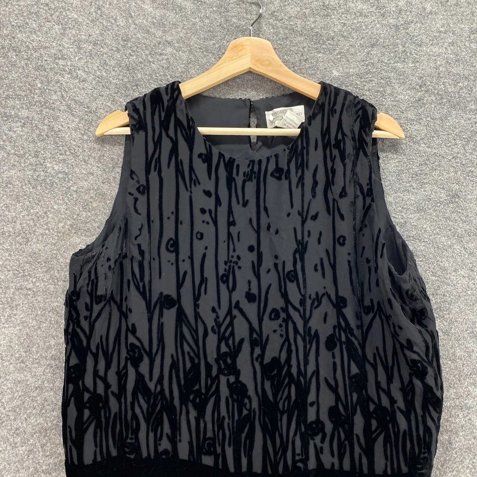 Blusa Esquinera Informal Mujer 16 Plus Negra Forrada a Rayas Seda Cuello Redondo Gancho y Ojo Foto 3 de 4