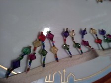Plastic and glass fringe bead trim, crafts nice color combo -14 feet solid run