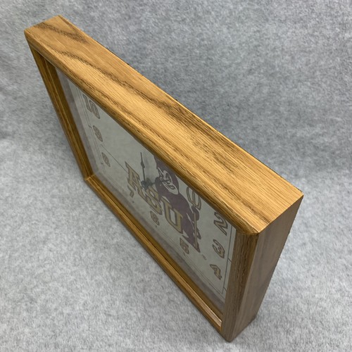 70s Vintage Arizona Sun Devils ASU Wood Framed Glass Quartz Wall Clock 14" X 11" - Picture 10 of 13