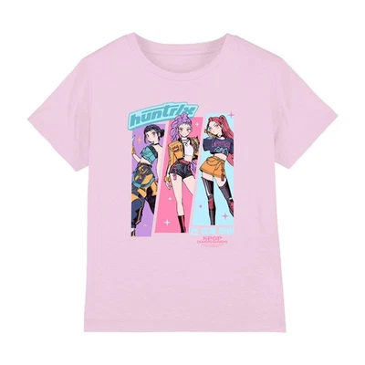 NETFLIX Kpop Demon Hunters Huntrix Anime Sketch Kinder T-Shirt 5-8 Jahre, pink