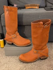 Wesco Boots Boss Tan Custom Sz 8.5D 14" Lined USA EUC Free Shipping 