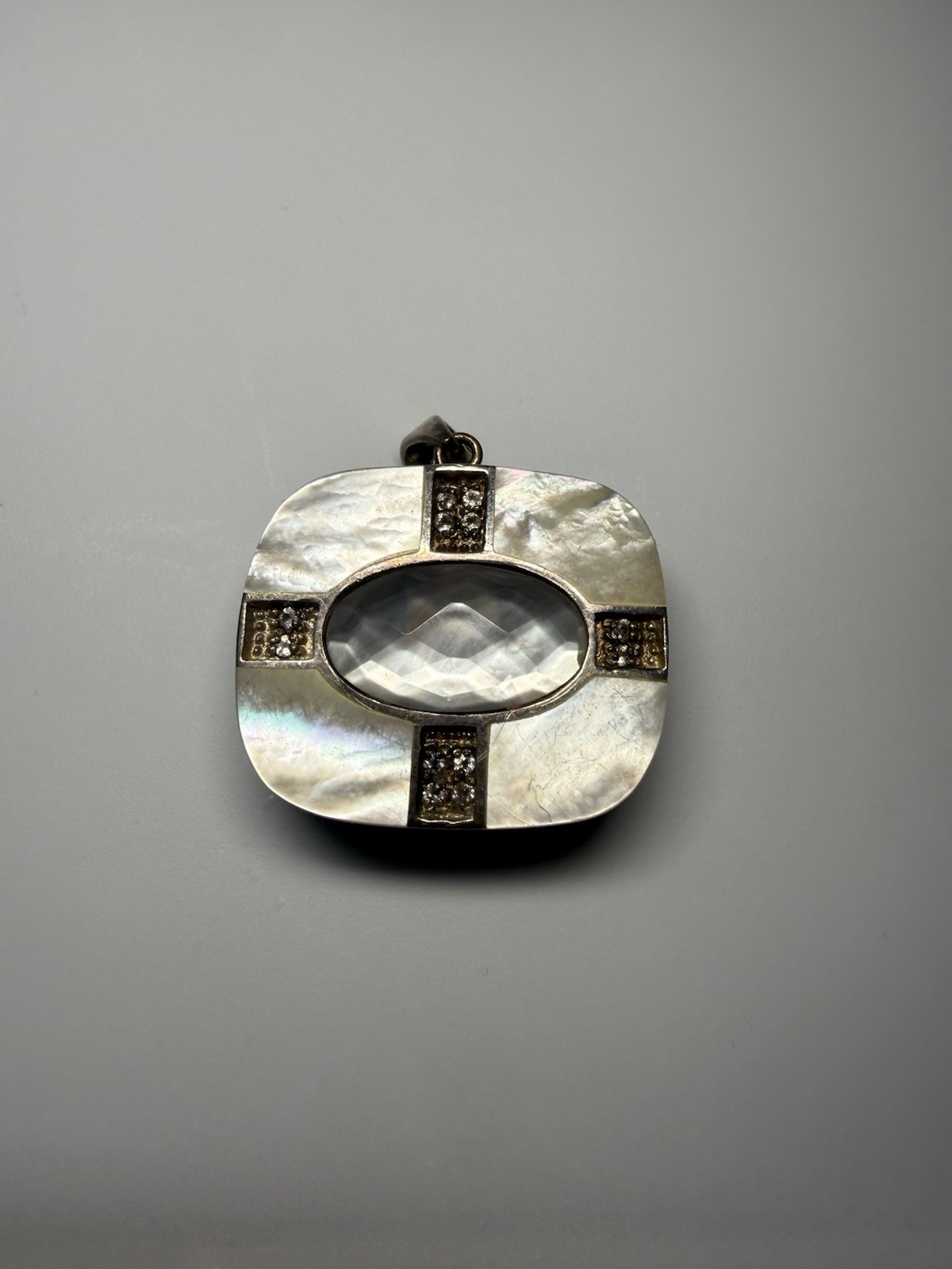 Black White Silver Rectangle Pendant Reversible 9… - image 2