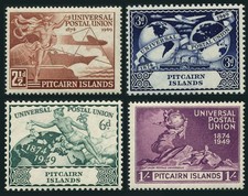 Pitcairn 13-16, MNH.Mi 15-18. UPU-75, 1949. Mercury,Symbols, Ship,Globe,Monument