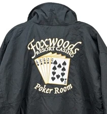 Vintage Fahrenheit Foxwoods Resort Casino Poker Room Jacket Men L Black Y2K NEW