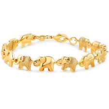 18K Gold Elephant Bracelet For Women 8"