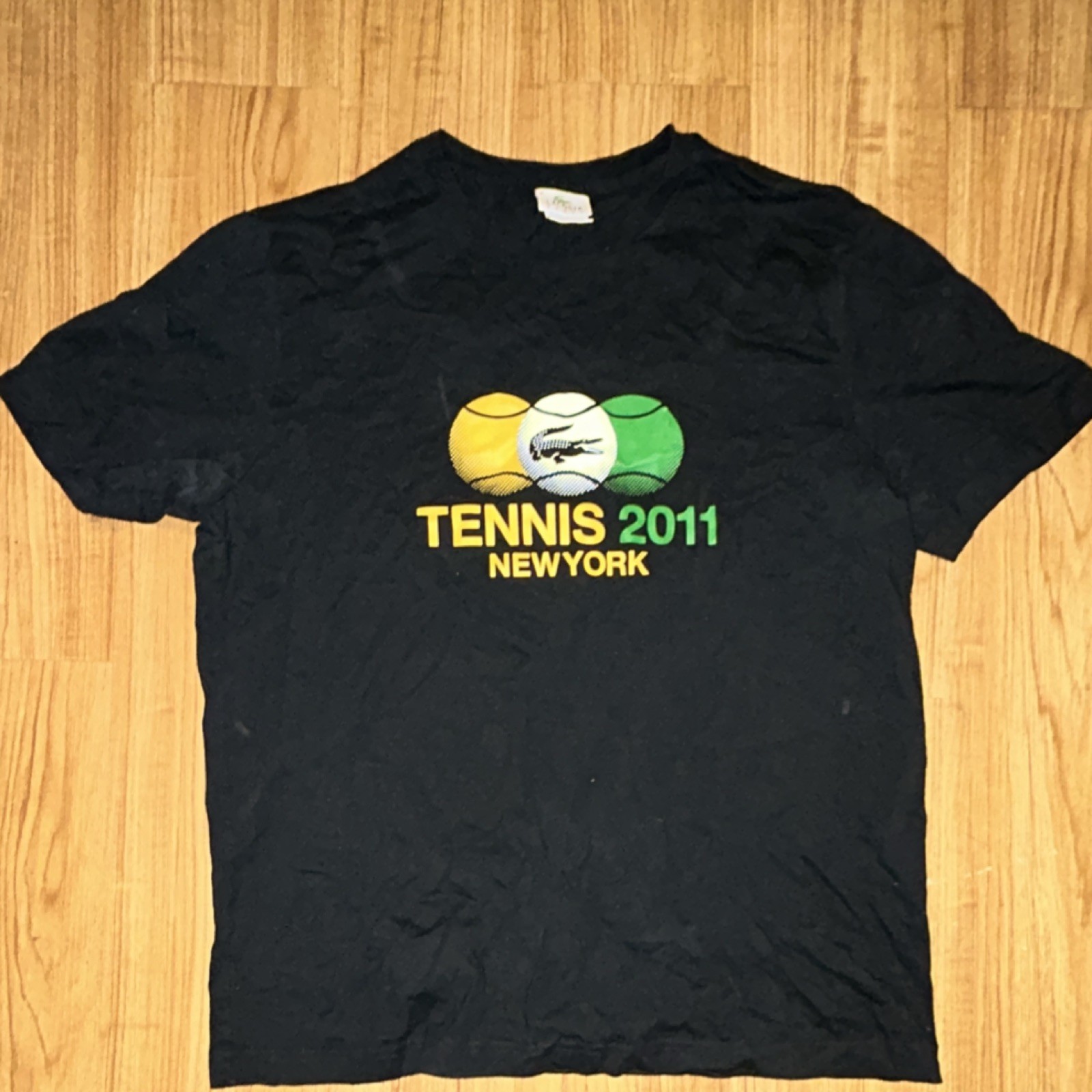 Lacoste Men's Tennis 2011 New York Graphic Print Black Cotton T-Shirt Size M