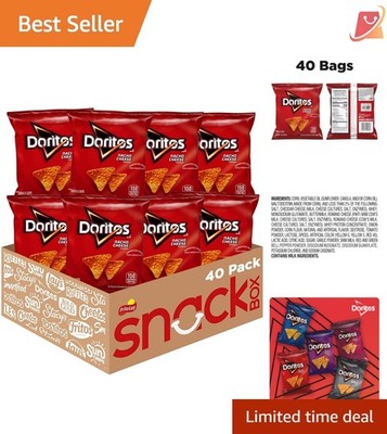 Flavored Tortilla Chips Nacho Cheese Pack of 40 1 Oz Snacking Treats