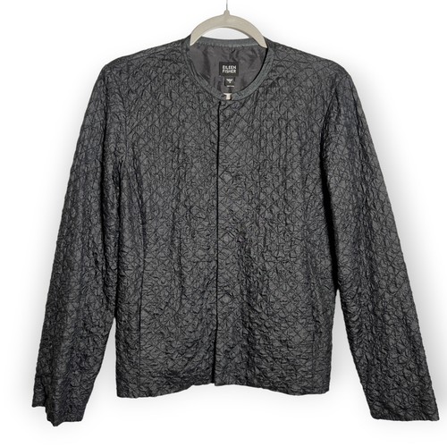 Eileen Fisher Steppjacke 100% Seide Tussah Diamond Größe S schwarz leicht