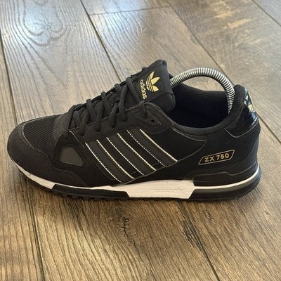 Adidas Men s Shoes Size 8.5 Womens 10 ZX 750 Black/White/Gold Trainers (IF4900)