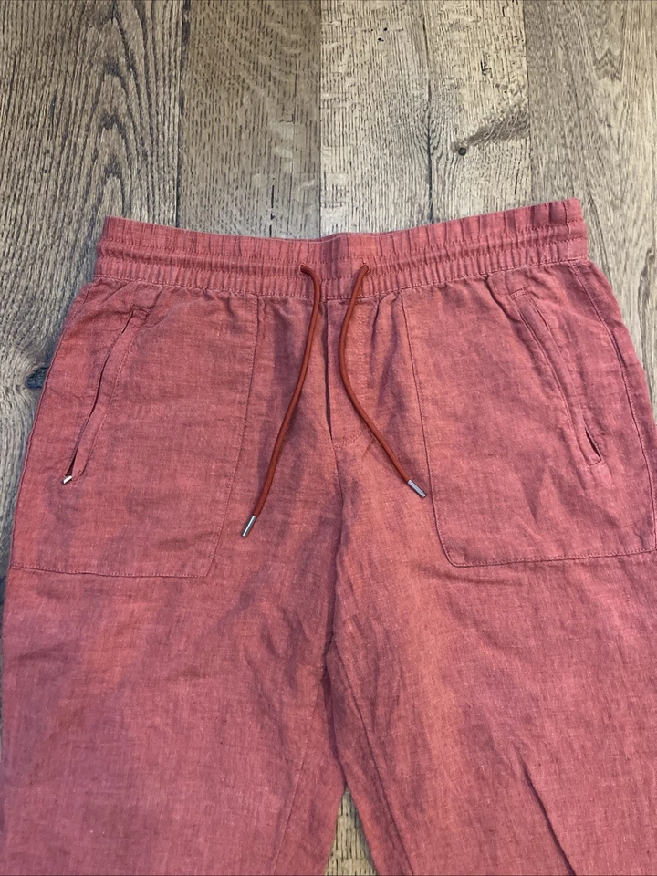 Athleta 100% Linen Cabo Jogger Red Drawstring, Women's 10 Petite - Image 3 of 4