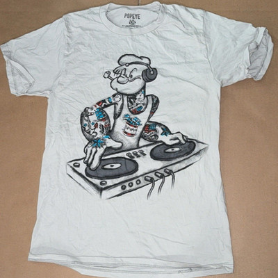 POPEYE GANGSTER DJ SHIRT MENS SIZE SMALL PRE-OWNED