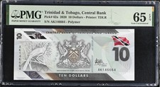 Trinidad & Tobago 10 Dollars 2020 Polymer P 62 a Gem UNC PMG 65 EPQ