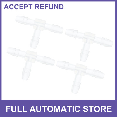 Plastic Hose Barb Fitting 7/64'' T 3 Way Splicer Joint Aquarium PP Clear 4Pcs