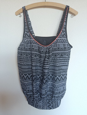 KangaROOS Damen Tankini 2-teilig Gr. 42 schwarz/weiß geometrisch Bikinihose