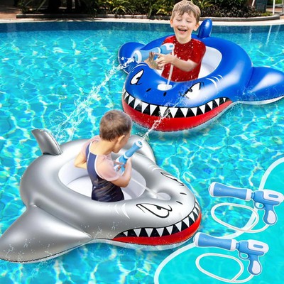 2 Pack Inflatable Shark Pool Floats Kids 3-11 Years, Kids Floaties Swimming Pool