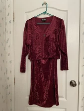 By Choice Of California 2 Piece vintage quiet luxury Y2K Burgundy velvet Dress