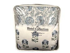 Hotel Collection King Duvet Cover Set Blue Floral Scallop Edge 100 Cotton 5Pc