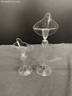 Glass Vase Art Glass Trumpet Lily Shaped Clear Pedestal Stem Tall Small Pair — photo 2
