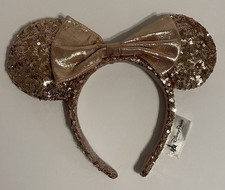 Disney Parks Briar Rose Gold Redesigned Minnie Mouse Ears Headband Bow Hat EUC