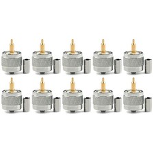 10PCS UHF Male PL259 Crimp Connector Plug for RG58 RG142 LMR195 RG400 Cable New