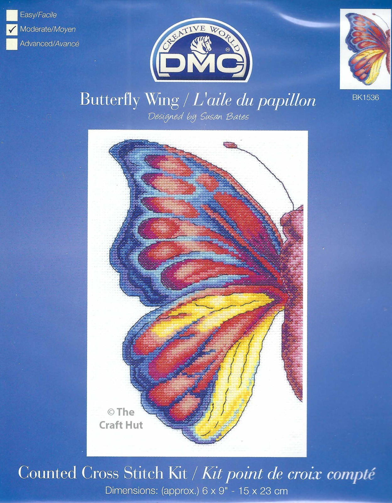 DMC Counted Cross Stitch Kit Butterflies & Insects - Butterfly Wing BK1536 New
