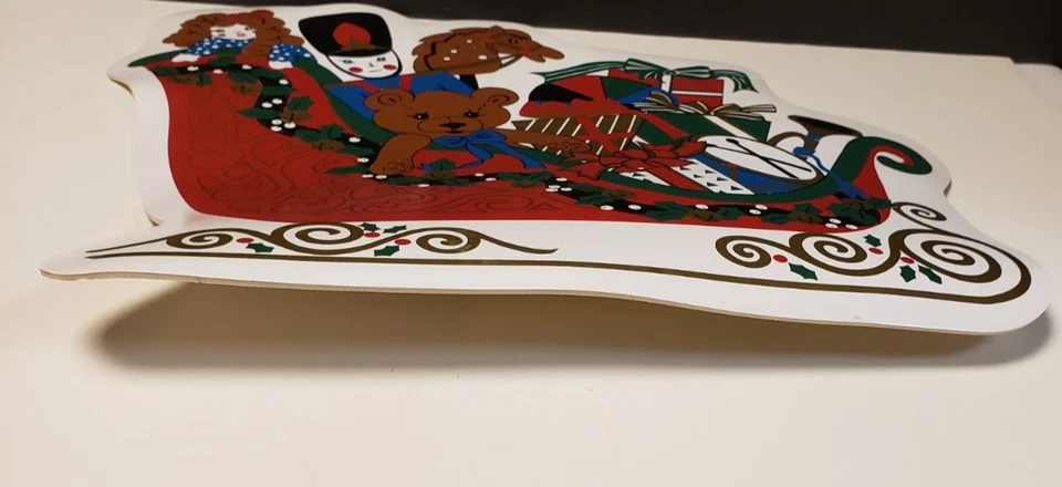 4 Christmas Placemats Santa's Sleigh Vinyl Holiday Trim a Home Vintage - Image 3 of 4