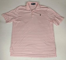 Polo Ralph Lauren Shirt Mens Large Pink Striped Classic Fit Short Sleeve Casual