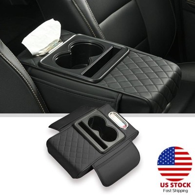 Car Center Console Armrest Box Pad Elbow Support Cushion Mat With 2 Cup Holder