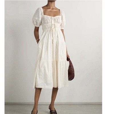 Ulla Johnson Palma Midi Dress Size 10 Medium 100% Cotton Milkmaid Minimalist