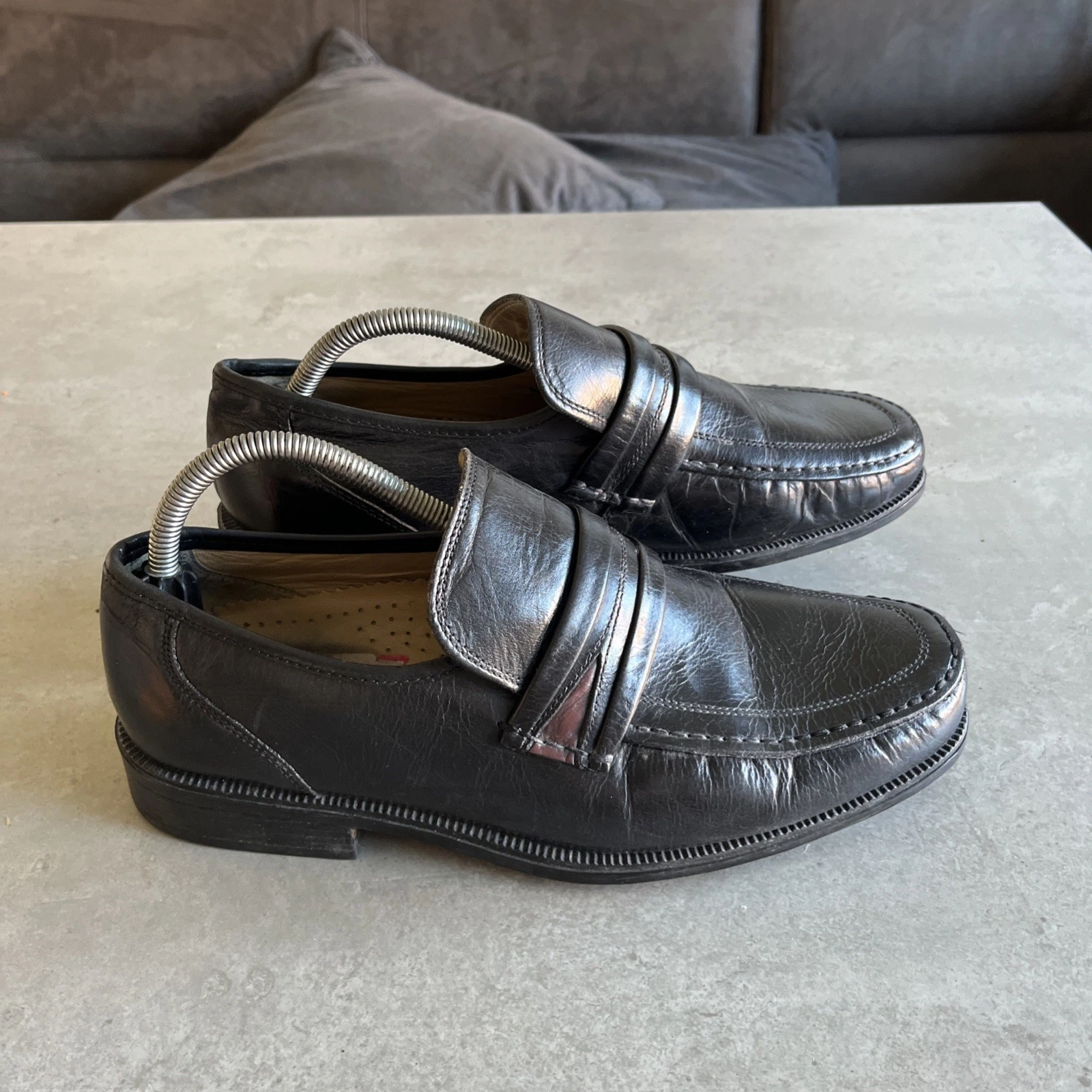 Mocassini Clarks uomo neri taglia 9 pelle tessuto più fine scarpe slip on extra larghe