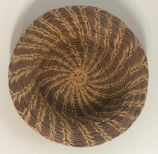 Basket, Woven Pine Needles, 8.5" Diameter, 2.5" Tall, 1.75" Deep