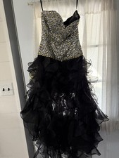 Sherri Hill Prom Dress Black Ruffled Bedazzled size 8 